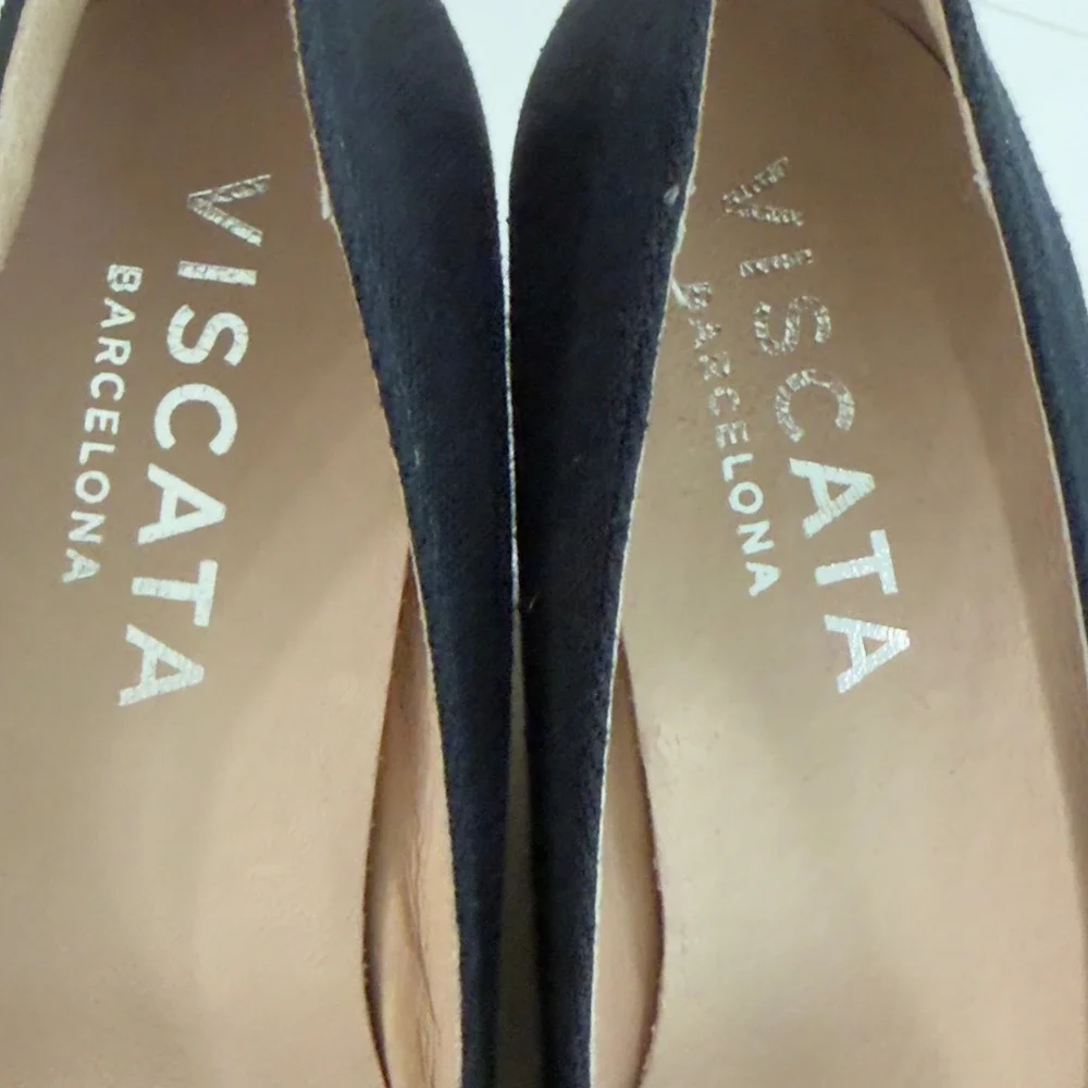 Viscata Barcelona Navy Blue Canvas Espadrille Wedges Made in Spain Size 41 US 10